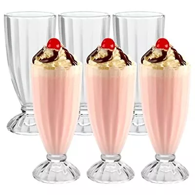 Milkshake Glass 6 Pack “ Clear 12oz Glasses “ Ice Cream Sundae Soda Floats And M • $37.95