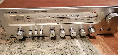 Vintage Realistic STA-64B AM/FM Stereo Receiver Wood Cabinet Silver Face Retro • $150