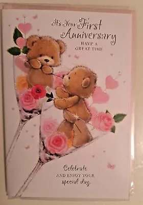 £2.75 • Buy 1st Wedding Anniversary Paper Wedding  Anniversary Card Lovely Cute Card