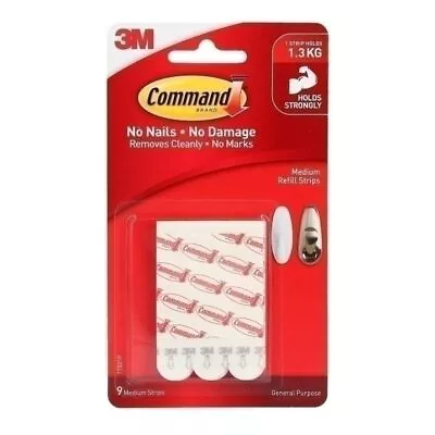 Command Medium Refill Adhesive Strips Damage Free Hanging Wall Adhesive Stri... • $3.75