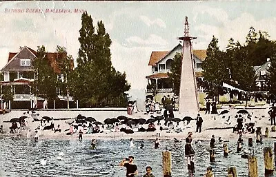 Macatawa Michigan “Bathing Scene ” Antique Postcard 1907 • $22