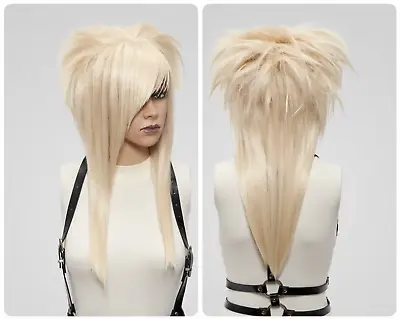 Wigs Blonde Spiky Mullet EMO With Bangs Full Density Styled Cosplay Harajuku • $180.54