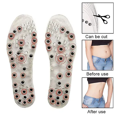 1 Pair Magnetic Massage Shoe Insoles Gel Pads Therapy Acupressure Foot Feet Care • £8.78