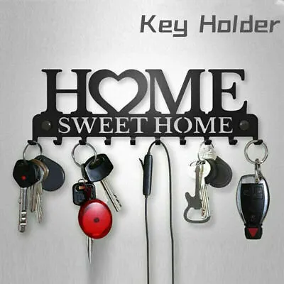 Iron Wall Mounted Home Sweet Hanging Hanger Hooks Hat Key Holder Rack Shelf • £7.45