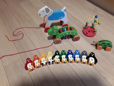 £15.50 • Buy Kids Wooden Toys Bundle. Cath Kids Pull-along Dog,dinosaur,counting Penguins,etc