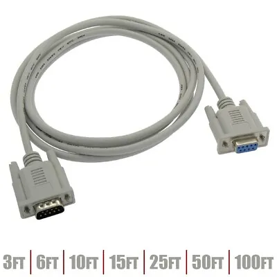 3-100FT RS232 DB9 9 Pin Serial COM Port Male To Female Cable Extension Cord LOT • $30.54