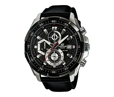 Casio Men's Edifice Stainless Steel & Leather Quartz Watch EFR539L-1AV • $83