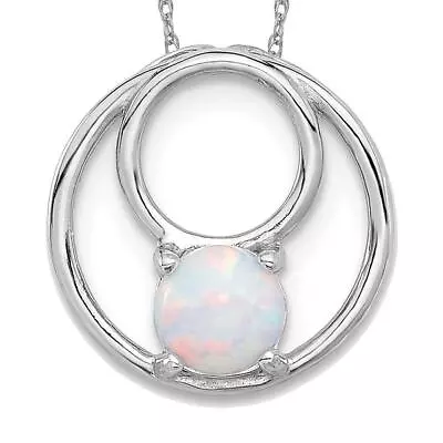 925 Sterling Silver Created Opal Floating Open Chain Slide Pendant Necklace ... • $72