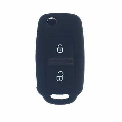 Fit VW POLO 2 Buttons Smart Remote Key Fob Silicone Case Cover Black • $4.96