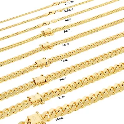 10K Yellow Gold Solid 2.7mm-10mm Miami Cuban Link Chain Necklace Bracelet 7 -30  • $186.98