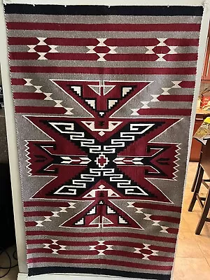 Beautiful Vintage Navajo Two Grey Hills Ganado Rug Tapestry Wool 36”x60”. • $338.66