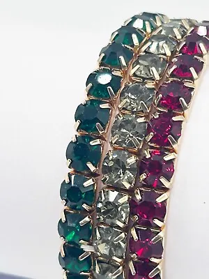 I.N.C. International Concepts 3-Pc. Color Crystal Stretch Bracelets Red & Green • $6.99