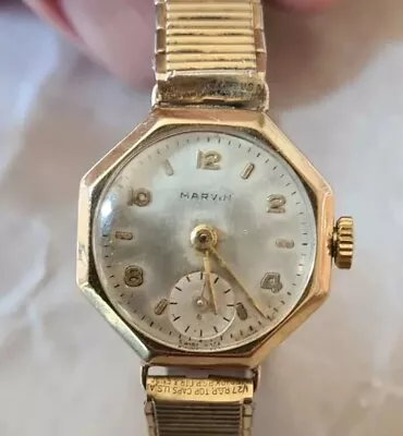 £100 • Buy Marvin Ladies Watch Hand Winding 9k Solid Gold Vgc