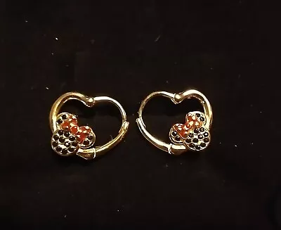 Disney Minnie Mouse 925 Yellow Gold Tone Hoop Earrings~Holiday Gift~Preown~EXC! • $23.99