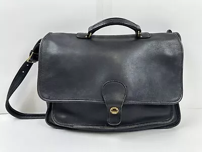 Vintage Coach 5180 Black Leather Briefcase Messenger Bag USA • $90