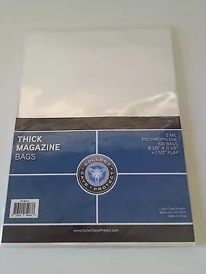 CSP Magazine Bags Protector Package Of 100 NIP 8 7/8  X 11 1/8  With 1 1/2  Flap • $6