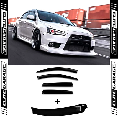 $199 • Buy Fits Mitsubishi Lancer EVO X CJ ES - Rear Roof Spoiler & Visor Weathershields