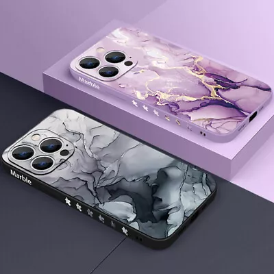 For IPhone 15 Pro Max 14 13 12 Mini 11 XR ShockProof Marble Silicone Case Cover • $8.67