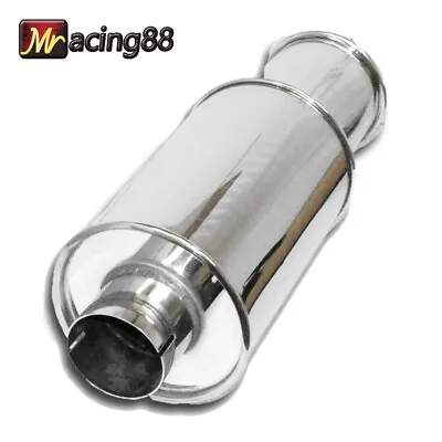 2   Euro Style Exhaust Muffler Round-Shaped Silver Power Coated N1 New Brand • $55.98