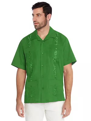 Men's Cuban Beach Wedding Casual Short Sleeve Guayabera Dress Shirt • $25.15