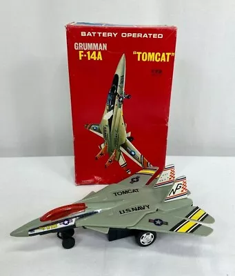 Vintage Battery Operated US Navy F-14 Tomcat Aircraft Toy • $35