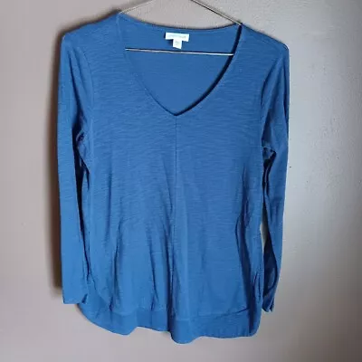 J Jill Women's XS Extra Small Petite Blue Long Sleeve Shirt Side Split • $13.99