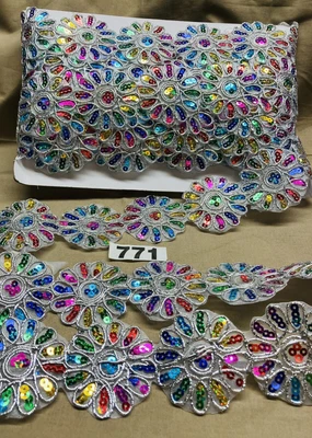 £3.50 • Buy 1m X 6cm  Silver Flower Carnival Braid Trim [771] Haberdashery Item