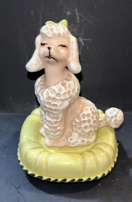 $26 • Buy Ceramic Arts Studio Poodle Suzette On Pillow Salt Pepper Shaker Set 1953 USA