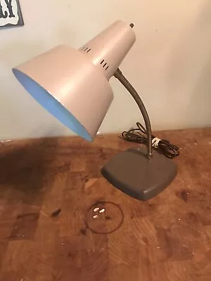 Vintage MCM Gooseneck Desk Lamp Two Tone Brown Tan Retro Working • $15