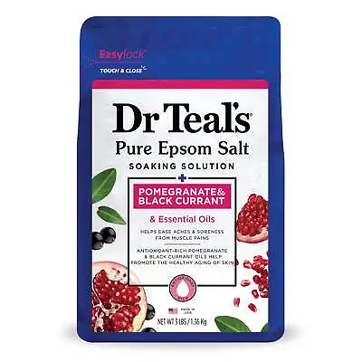 Dr Teal's Pure Epsom Salt Soak Pomegranate Black Currant & Essensial Oils 3 Lbs • £22.99