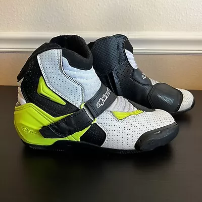 Alpinestars SMX-1 R V2 Vented Motorcycle Boots Black/White Neon Yellow Mens 9.5 • $124.97