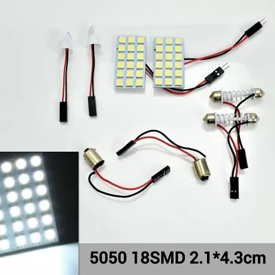 18SMD LED Panel Interior Light T10 194 168 Dome Festoon Bulb BA9S Adapter White • $14.50