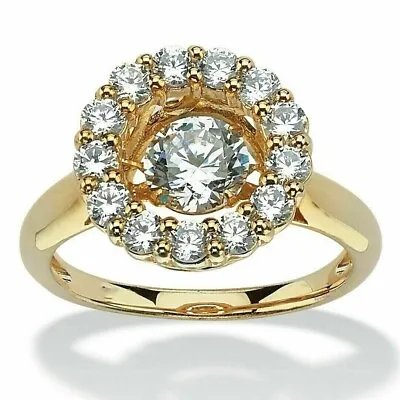 2Ct Round Cut Real Moissanite Motion Engagement Ring 14k Yellow Gold Plated • $379