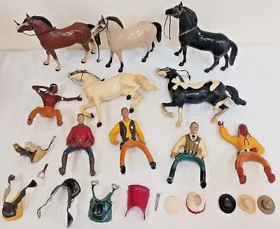 Vintage 1960s Western Cowboy Hartland Statue Figure Lot Horse Saddles Hats Earp • $57.99