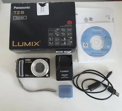 Panasonic Lumix DMC-TZ5 - 9.1 Megapixels Camera In Black *with Screen Flaws* • £65