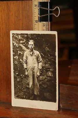 Antique Real Photo Postcard Yong Man Coal Miner • $5