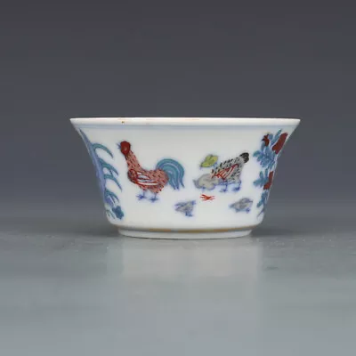 3.1  Chinese Ming Doucai Contrasting Colors Porcelain Animal Cock Rooster Cup • $19