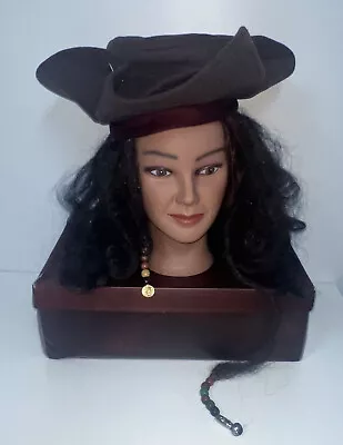 Disney Pirates Of Caribbean Jack Sparrow Tricorn Hat Wig Adult Size Halloween • £28.90