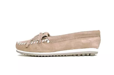 Minnetonka Women's Kilty Plus Moccasins Moccasin Shoes Stone US 5.5 M • $38