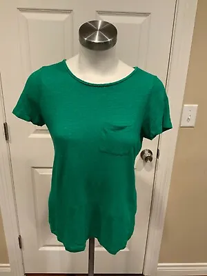 Boden Green Linen Pocket T-Shirt W/ Braided Back Size 4 (US) 8 (UK) • $17.25