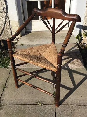£850 • Buy 19th C Swedish Monks Seat. Turned Oak. Rush Seat. Beautiful Chair!