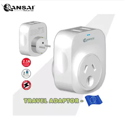 $19.47 • Buy Sanai 2 Port USB World Travel Adaptor For Europe From Australia New Zealand