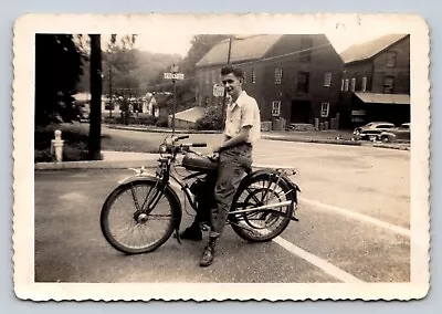 Young Man On Classic Motorcycle Vintage Photo Snapshot 5x3.5  • $28.35