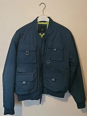 River Island Mens Jacket Blue Regular Fit Multi Pocket • £35