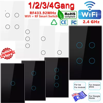 WiFi Switch Smart Home Touch RF Light Wall Panel For Alexa For Google 1/2/3 Gang • $18.55