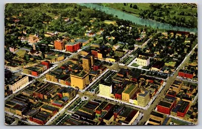 Postcard Macon GA Aerial View Downtown Ocmulgee River Linen Posted 1958 • $4.95