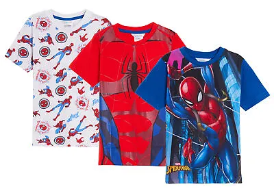 £14.95 • Buy Boys 3 Pack Spiderman T-Shirts Kids Marvel Dress Up Tops Short Sleeved Tees
