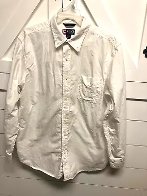 Mens Chaps Button Up White Cotton Long Sleeve Shirt Xl • $12.99