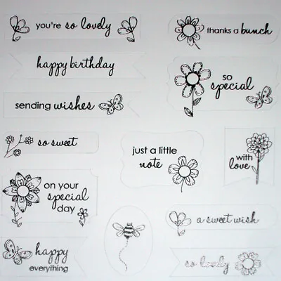 Floral Banner & Tag Sentiments Foiled In Silver Set 1 - Craftwork Cards • £2.29