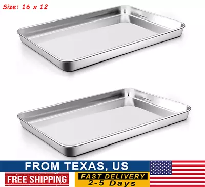 Stainless Steel Cookie Sheet Baking Pan Oven Tray Commercial Baking Sheet (2 Pc) • $29.99